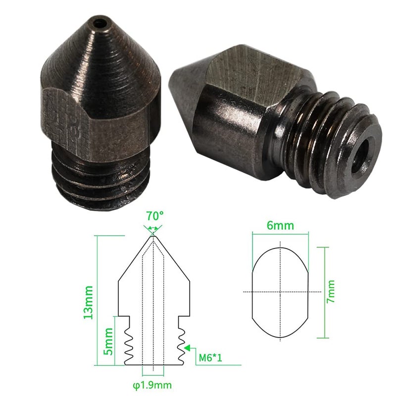 5 قطع فوهة MK8 من الفولاذ المقوى 0.2 مم لطابعة Ender 3 وCR10 وAnet A8 ثلاثية الأبعاد - Image 3